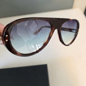 Carolina Lemke Women's Tortoiseshell Sunglasses with Blue Gradient Lenses